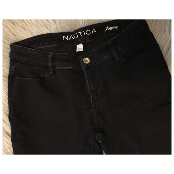 Black Jeggings by Nautica Gold details EUC Legging - Picture 7 of 8